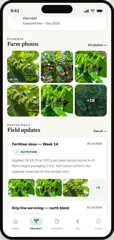 FarmTogether app — farm photo feed and field updates